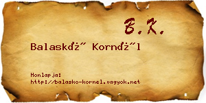 Balaskó Kornél névjegykártya